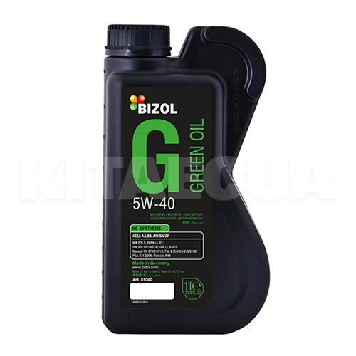 Масло моторное синтетическое 1л 5W-40 Green Oil BIZOL (81040)