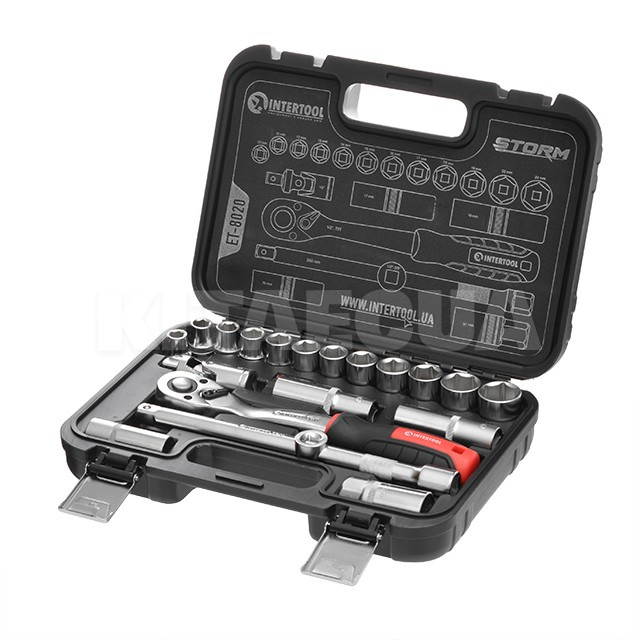 Набор инструментов 1/2" 20 предмета Cr-V STORM Intertool (ET-8020)