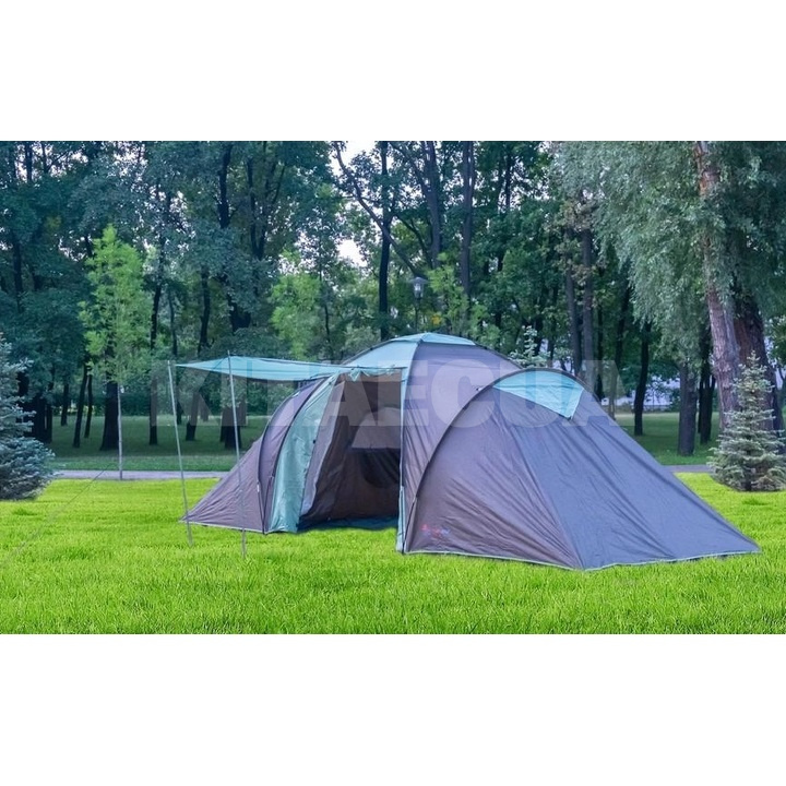 Палатка туристическая 560х240х200 см 6-местная с тамбуром зеленая Camping-6 Time Eco (4000810001873) - 3