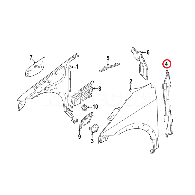 Накладка внутреняя крыла переднего правого ОРИГИНАЛ на NISSAN Ariya (63130-5MP0A) - 2