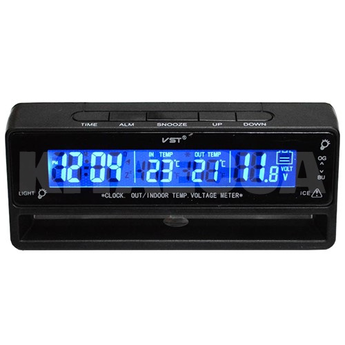 Автомобільний годинник з внутрішнім та зовнішнім термометром 7010V VST (24000110)