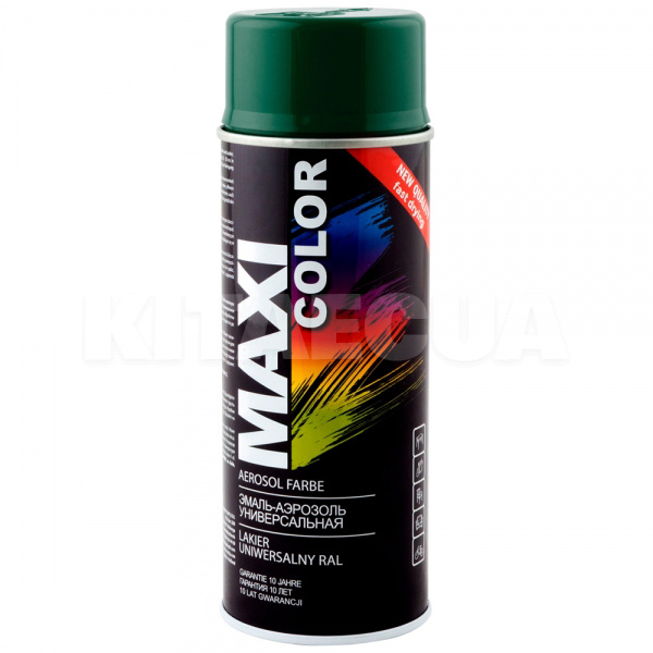 Краска-эмаль темно-зеленая 400мл универсальная декоративная MAXI COLOR (MX6005-MAXI COLOR)