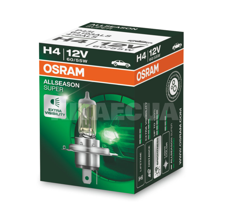 Галогенная лампа H4 60/55W 12V Allseason Osram (OS 64193 ALS) - 4