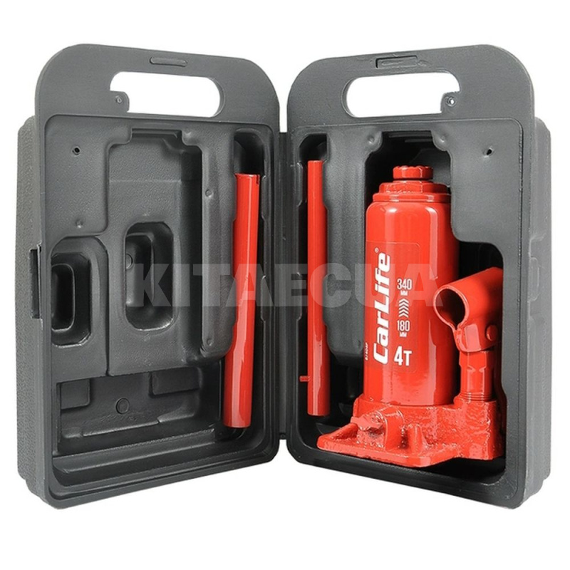 Домкрат гидравлический бутылочный 4т (180мм-340мм) с пластиковым кейсом CARLIFE (BJ404P) - 2