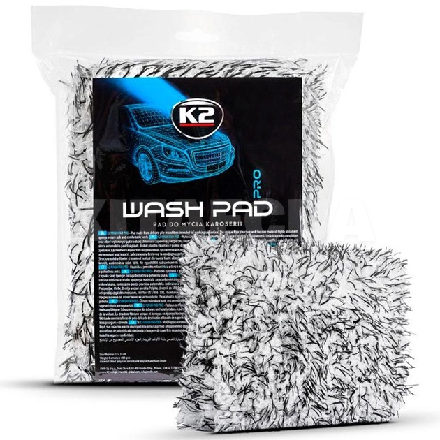 Губка для мытья авто 3х23х6 см Wash Pad PRO микрофибра K2 (M441)