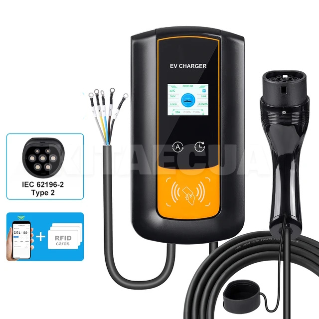 Зарядка для електромобіля 22 кВт 32A 3-фази Type 2 (європейське авто) WI-FI EV на VOLKSWAGEN e-Golf (EV22-32-3PH-TP2-CS-WF)