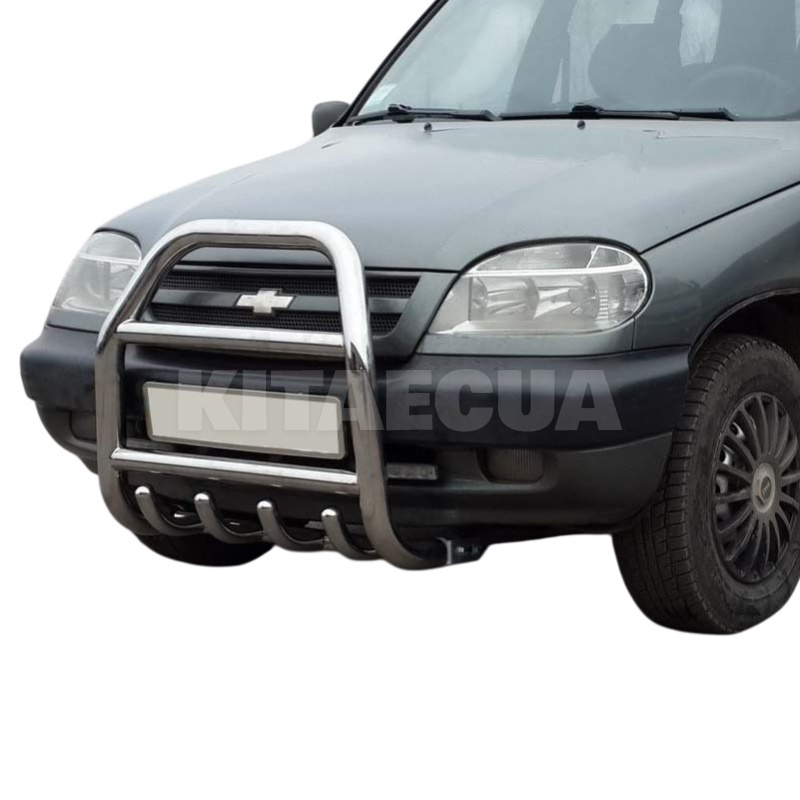 Кенгурятник QT007 Chevrolet Niva нержавеющая сталь CAN (dd22343) - 7