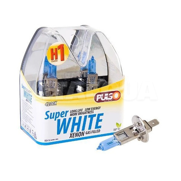 Галогенная лампа H1 55W 12V super white комплект PULSO (LP-12551)