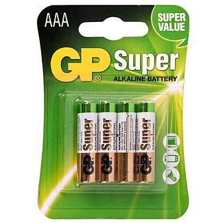 Батарейка цилиндрическая щелочная AAA 1,5 В 4 шт. в блистере SUPER ALKALINE GP