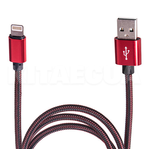 Кабель USB - Lightningс угловыми коннекторами красный PULSO ((100) Rd)