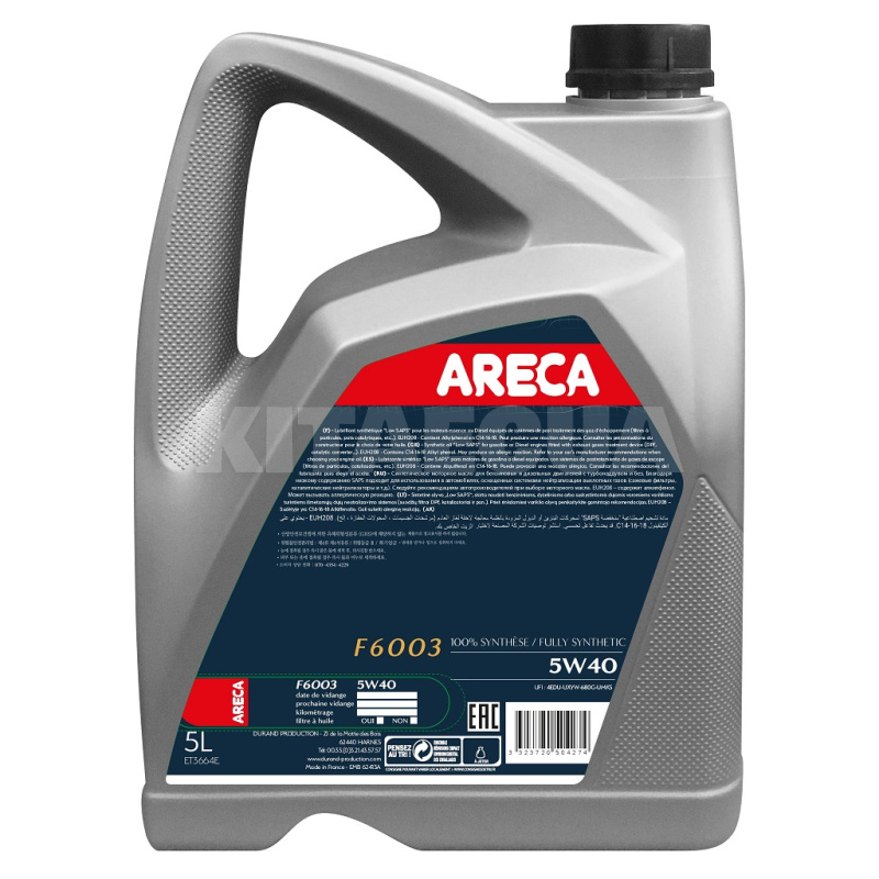 Масло моторное синтетическое 5л 5W-40 F6003 ARECA (050427) - 2
