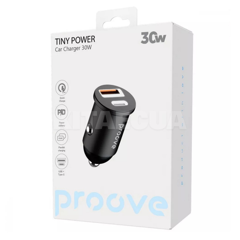 автомобільний зарядний пристрій 30W USB+Type-C Tiny Power PROOVE (600740001) - 2