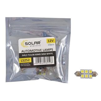 LED лампа для авто SV8.5 12V 36 мм (комплект) 10шт. Solar