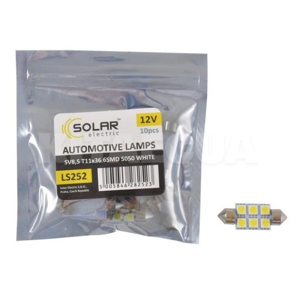LED лампа для авто SV8.5 12V 36 мм (комплект) 10шт. Solar (LS252_P)