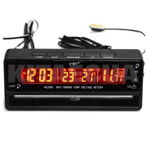 Автомобільний годинник з внутрішнім та зовнішнім термометром 7010V VST (24000110) - 2