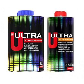 Лак MS глянцевый 1л двухкомпонентный бесцветный Ultra Line 410 + отвердитель 0.5л NOVOL