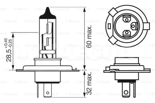 Галогеновая лампа H4 12V 60/55W Gigalight Plus120 +120% (компл.) Bosch (BO 1987301106) - 3