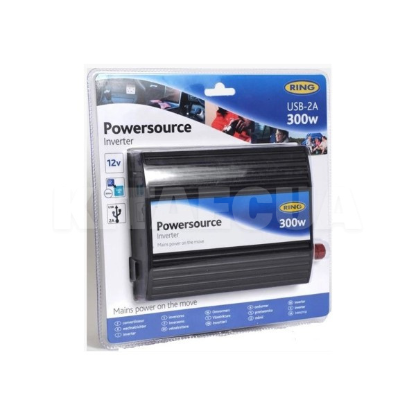 Автомобільний інвертор 300Вт 12В PowerSource RING (REINVU300)