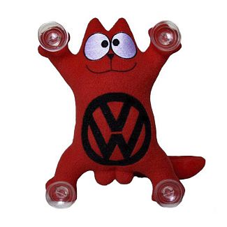 Игрушка для автомобиля красная на присосках Кот Саймон "Volkswagen" 