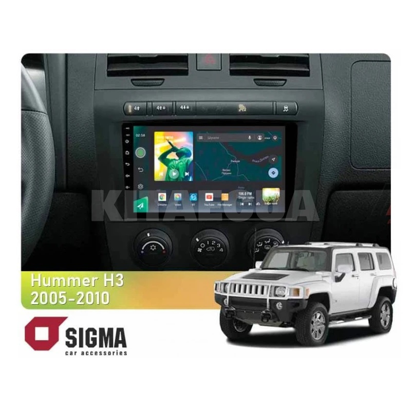 Штатна магнітола X9232 2+32 Gb 9" Hummer H3 1 2005-2010 (L1) SIGMA4car (43492)