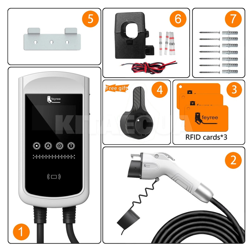 Зарядка для электромобиля Type Tesla 12 кВт 50А 1-фаза Wi-Fi Pisces EV-DLB APP Version FEYREE (FY12-50-1PH-TS-CS-PI) - 2