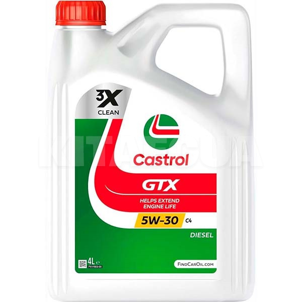 Масло моторное синтетическое 4л 5W-30 GTX C4 CASTROL (UR-GTX5C4-4X4L)