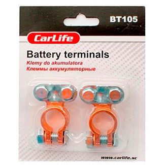 Клеммы аккумуляторные (-/+) свинцовые BT105 (комплект) CARLIFE