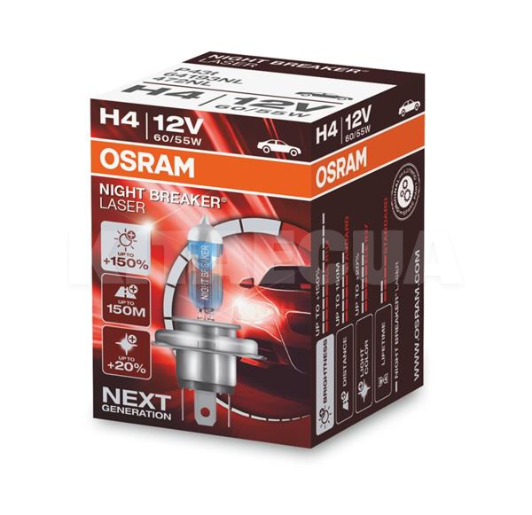 Галогенная лампа H4 60/55W 12V Night Breaker +150% Osram (OS 64193NL)