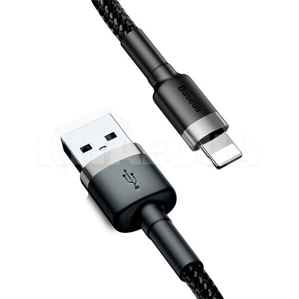 Кабель USB lightning 2.4A 1м сірий/чорний BASEUS (CALKLF-BG1) - 3