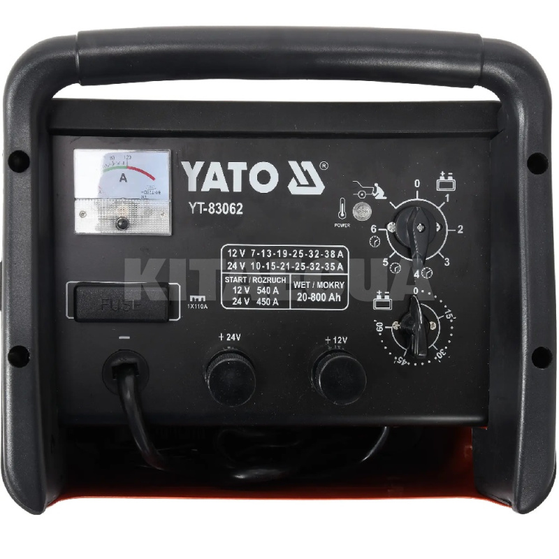 Пуско-зарядний пристрій акамулятора 12/24В 540А 600Ач трансформаторне YATO (YT-83062) - 2