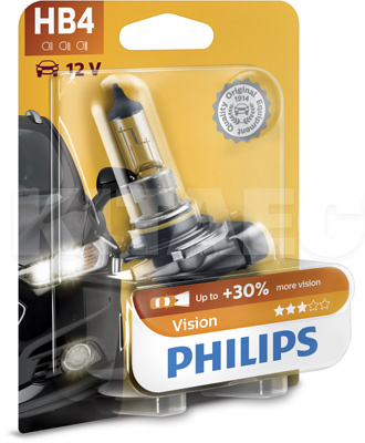 Галогенна лампа HB4 12V 51W Vision +30% блістер PHILIPS (PS 9006 PR B1)