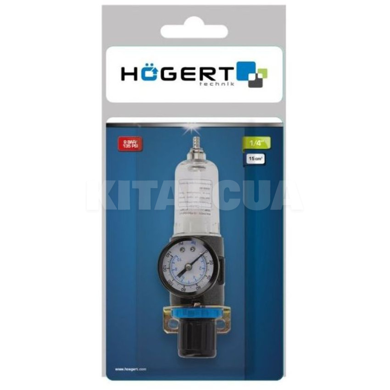 Фильтр-регулятор с манометром пневматический 1/4" 9 бар HOGERT (HT4R871) - 2