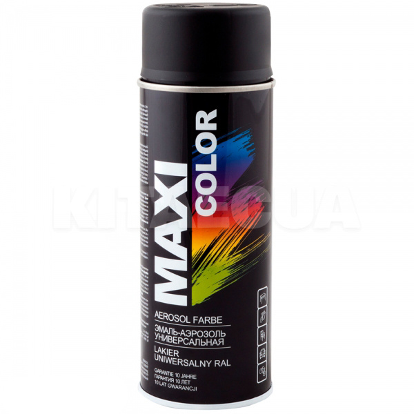 Краска-эмаль черная матовая 400мл универсальная декоративная MAXI COLOR (MX9005M)