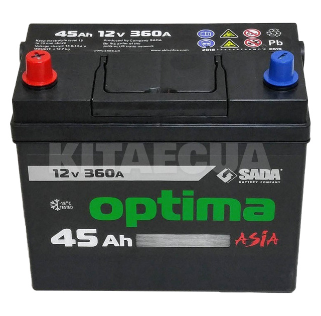 Акумулятор автомобільний 45Ач 360А "+" зліва SADA (6СТ-45Аз-L Optima As) - 3