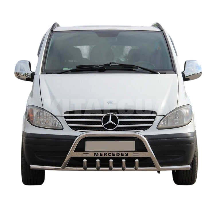 Кенгурятник WT003-Plus Mercedes Viano 2004-2014 нержавеющая сталь с усами CAN (dug702244-p) - 4