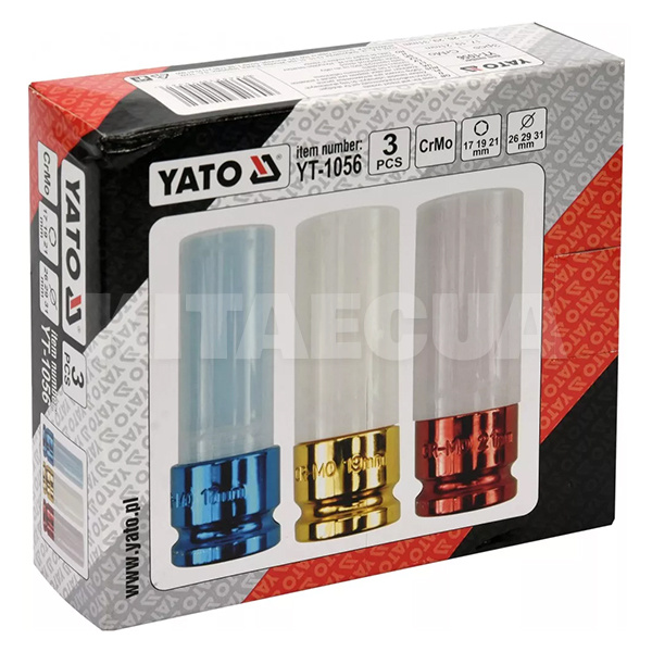 Набір головок 6-гранних CrMo 1/2" 3шт. YATO (YT-1056) - 2