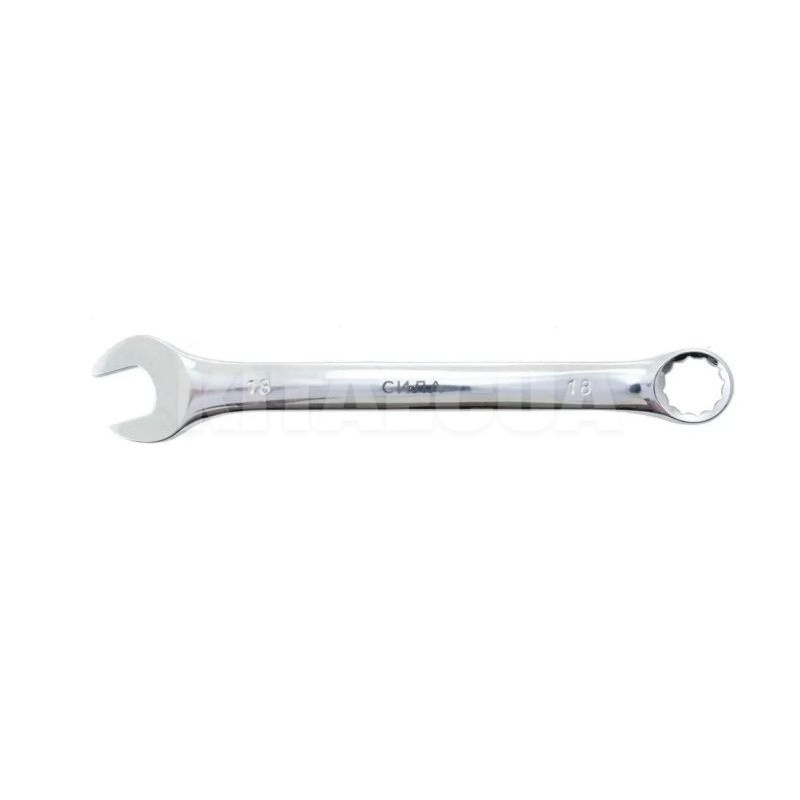 Ключ ріжково-накидний 18 мм 12-гранний полірований CrV СИЛА (201068)