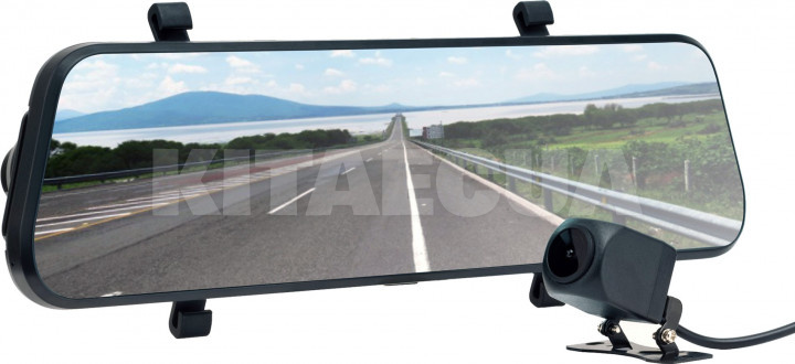 Зеркало заднего вида с регистратором Full HD 1920х1080 с 9.66" дисплеем, 2 камеры Globex (GE-801WR)