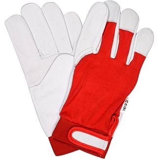 Рукавички робочі шкіряні біло-червоні 9" YATO