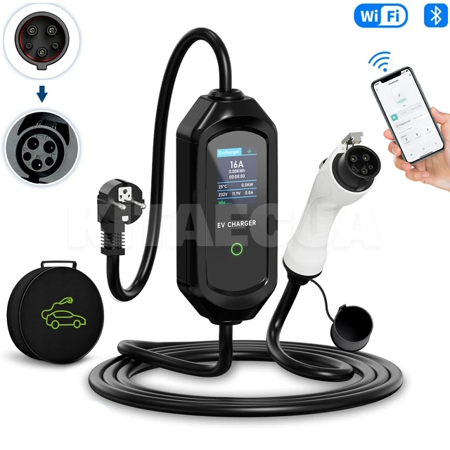 Зарядка для электромобиля 3.7 кВт 16А 1-фаза Type 1 (американское авто) Lite Pro Wi-Fi REDAUTO на Все для электромобилей Подбор по авто (RD-3T1-LP)