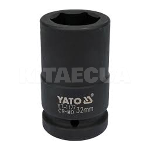 Головка торцевая ударная 6-гранная удлиненная 32 мм 1" 90 мм YATO (YT-1177)