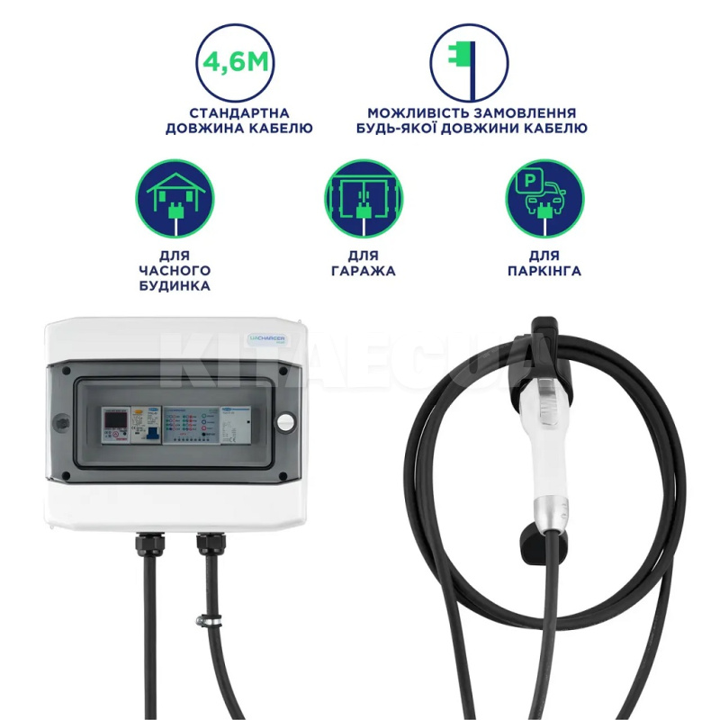 Зарядка для електромобіля GB/T AC 9.2 кВт 40А 1-фаза WALL UACHARGER (CHC-WL220931-21-9) - 8