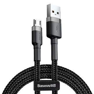 Кабель USB microUSB Cafule 2.4А 1м сірий/чорний BASEUS