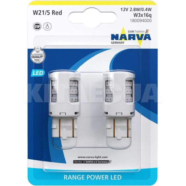 LED лампа для авто Range Power W3x16q 0.4-2.8W red (комплект) NARVA (NV 18009.2B)