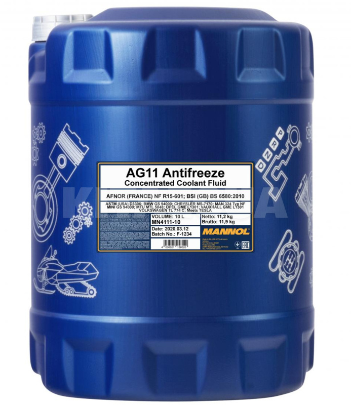 Антифриз-концентрат синій 10л AG11 -70°C Longterm Mannol (MN4111-10)