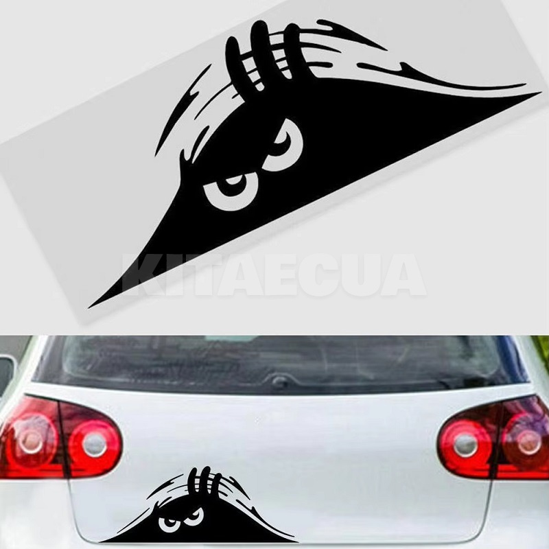 Наклейка для автомобіля водонепроникна 19х7см чорна (Slit-Stickers-black) - 3