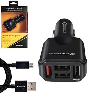 Зарядное устройство Quick Charge 4 USB 5V 4,8A с кабелем USB/Micro Grand-X