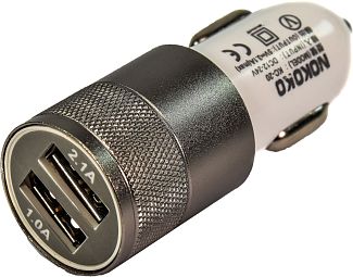Автомобільний зарядний пристрій 2 USB 2.1 A Black / White CC-200 XoKo