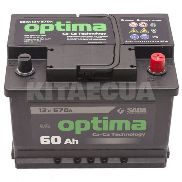 Аккумулятор 60Ач Euro (T1) 242x175x190 с обратной полярностью SADA (6СТ-60Аз-R Optima) - 3