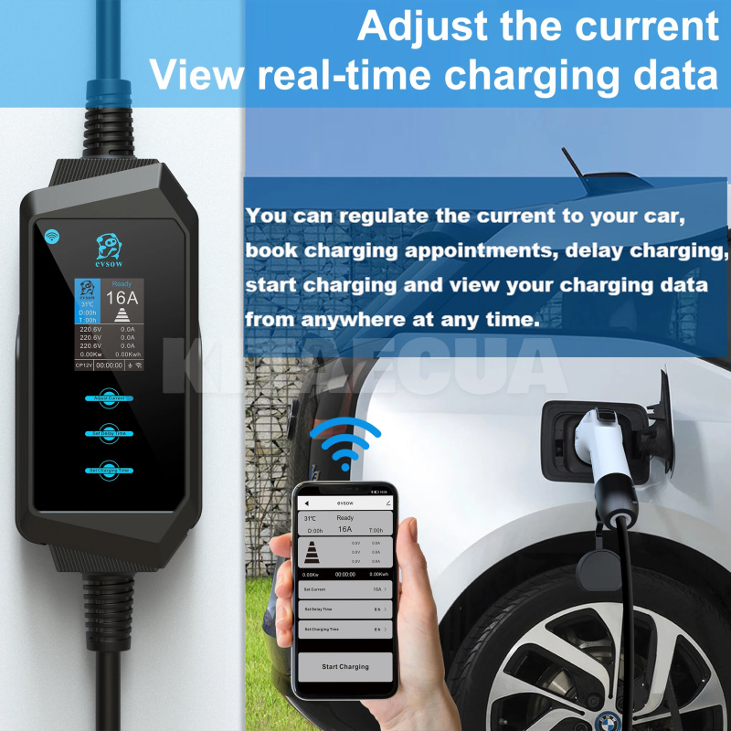 Зарядка Tesla 3 11 кВт 16А 3-фазы Type 2 (европейское авто) Midway Pro Wi-Fi EVSOW (EW-11T2-MP) - 5